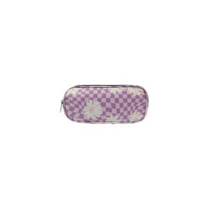 2 Zipper Pencil Case Checked Flower