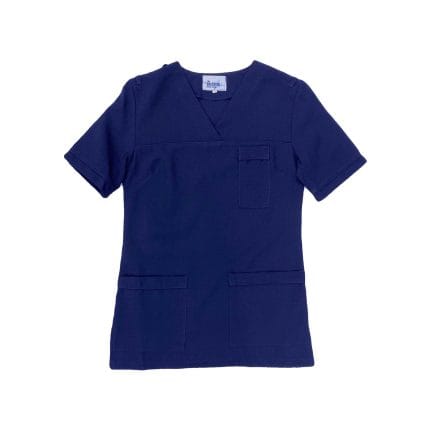 Nurses Blouse V-Neck Blouse With Piping Navy Size (28 - 42 )