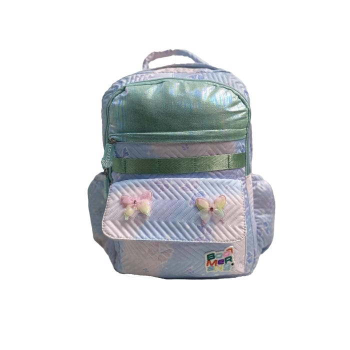 215-315 Boomerang Glitter Quilted Backpack Butterfly Sky and Pi Boomerang Quilted Glitter Backpack Butterfly Sky And Pink - Image 1