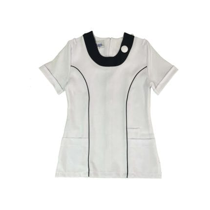 Nurses Blouse With Button Detail White And Navy