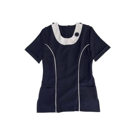 Nurses Blouse With Button Detail Navy And White