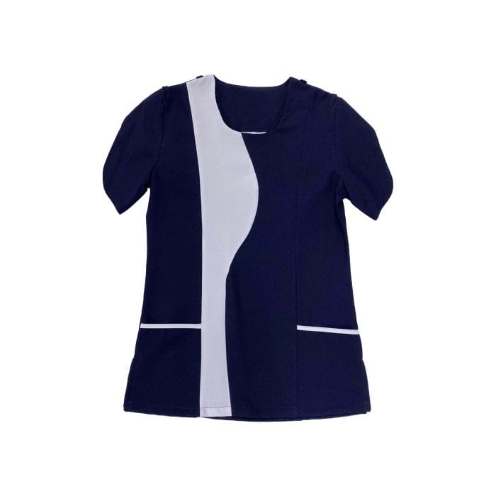 nurses blouse navy and white Nurses Blouse With Leaf Cut Sleeves Navy And White Size (28-42) - Image 1