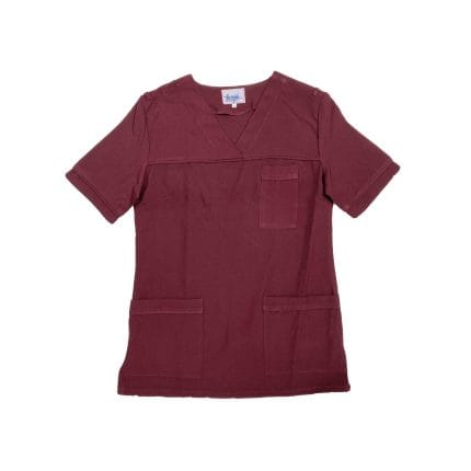 Nurses Blouse V-Neck With Piping Maroon Size ( 44 -56 )