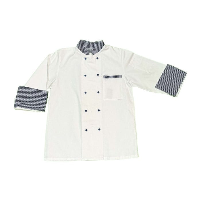 538-1 Chefs Jacket White With Blue/White Check (2XL) - Image 1