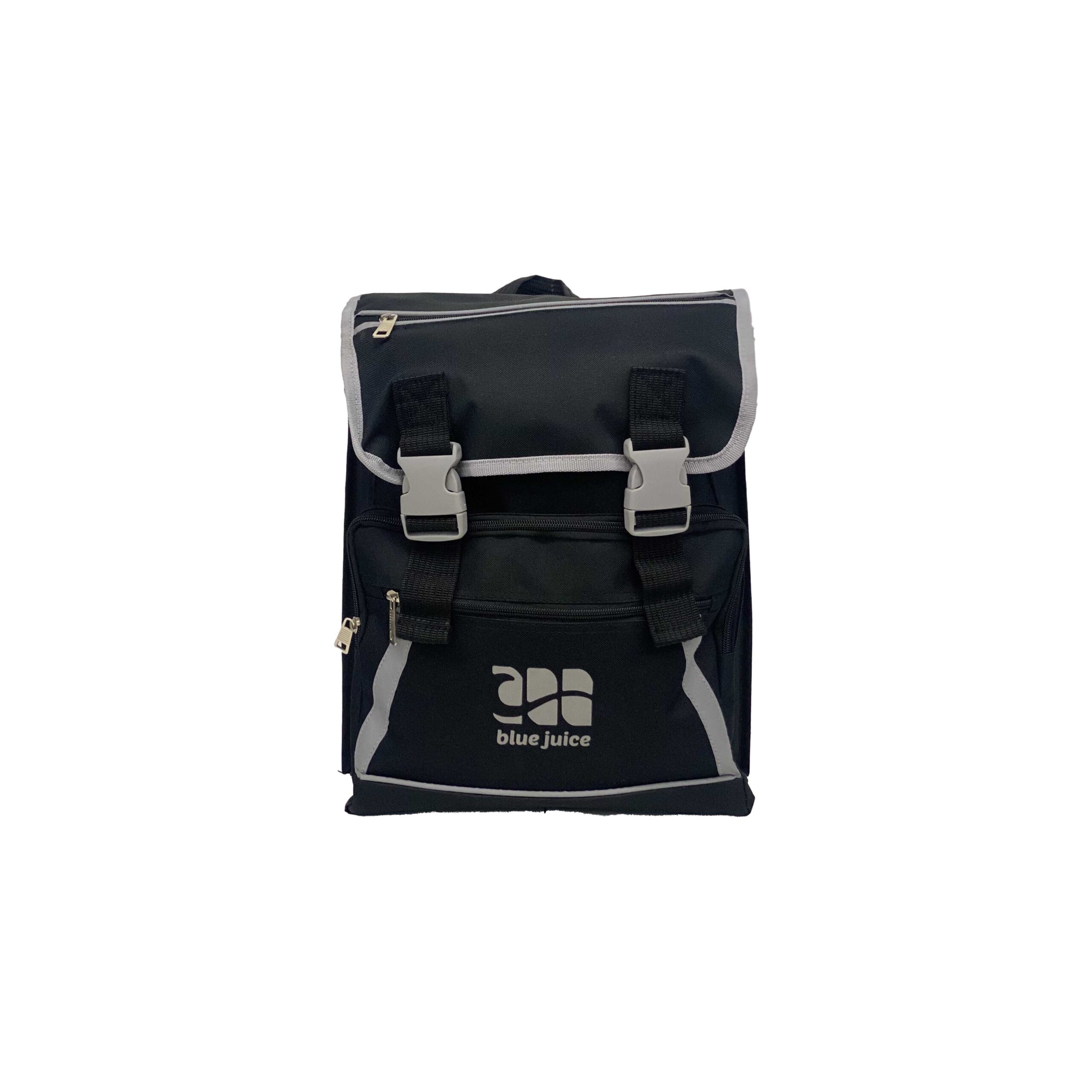 216-33 FRONT VIEW Blue Juice 5 Division Drawstring Backpack Black - Image 1