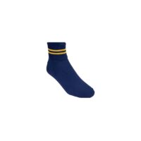 Twin Pack Navy Short Socks With Gold Stripes