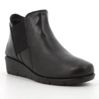 Hush Puppies Ladies Gracious Black Cow Aniline Milled Leather Ankle Boot