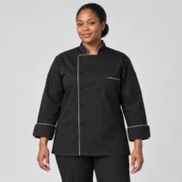 Black Chef Jacket with Contrast Piping