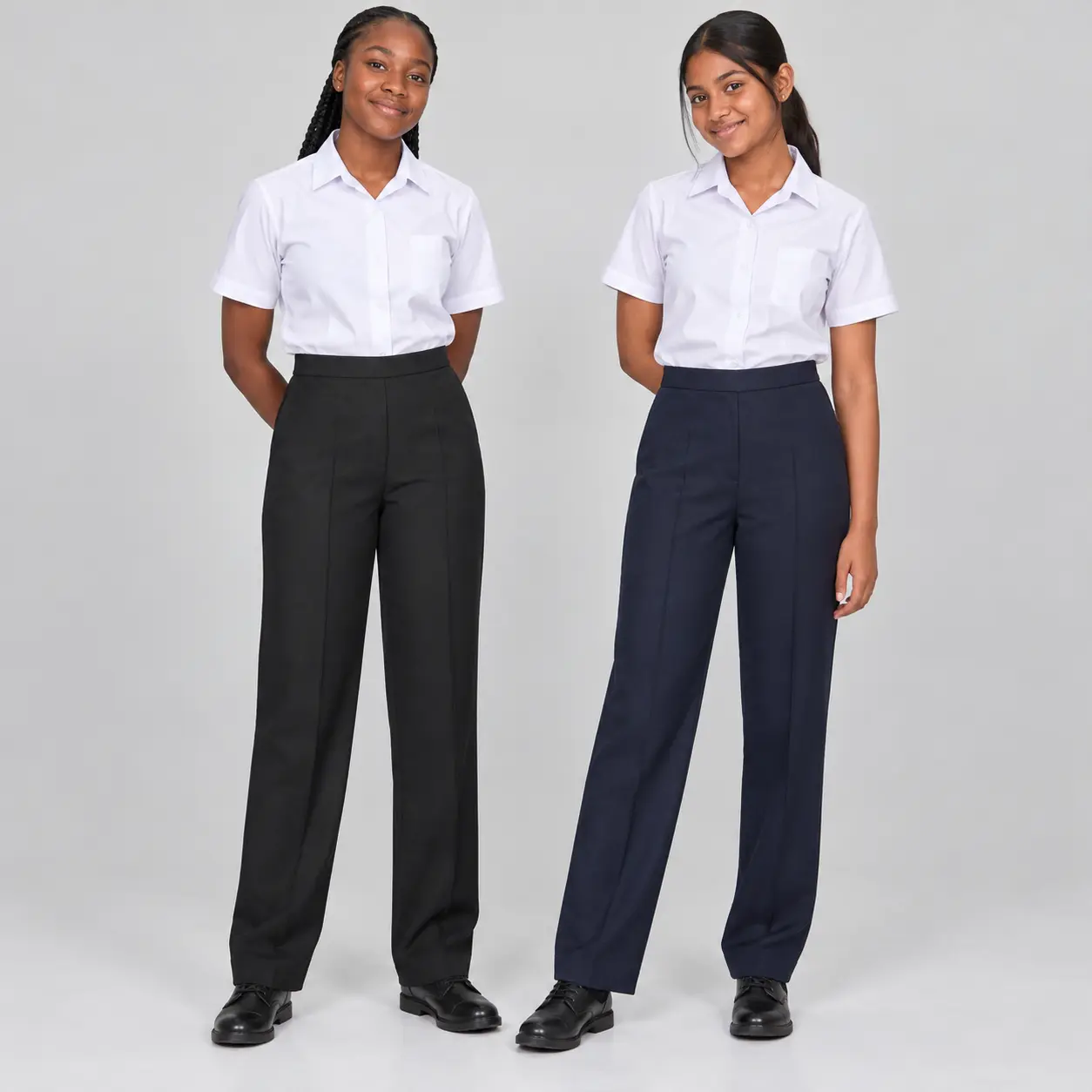 Allwear Girls’ School Slacks – Elasticated Waist, Side Zip