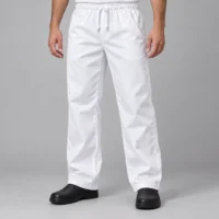 Premium White Chef Trousers – Elasticated Waist with Drawstring